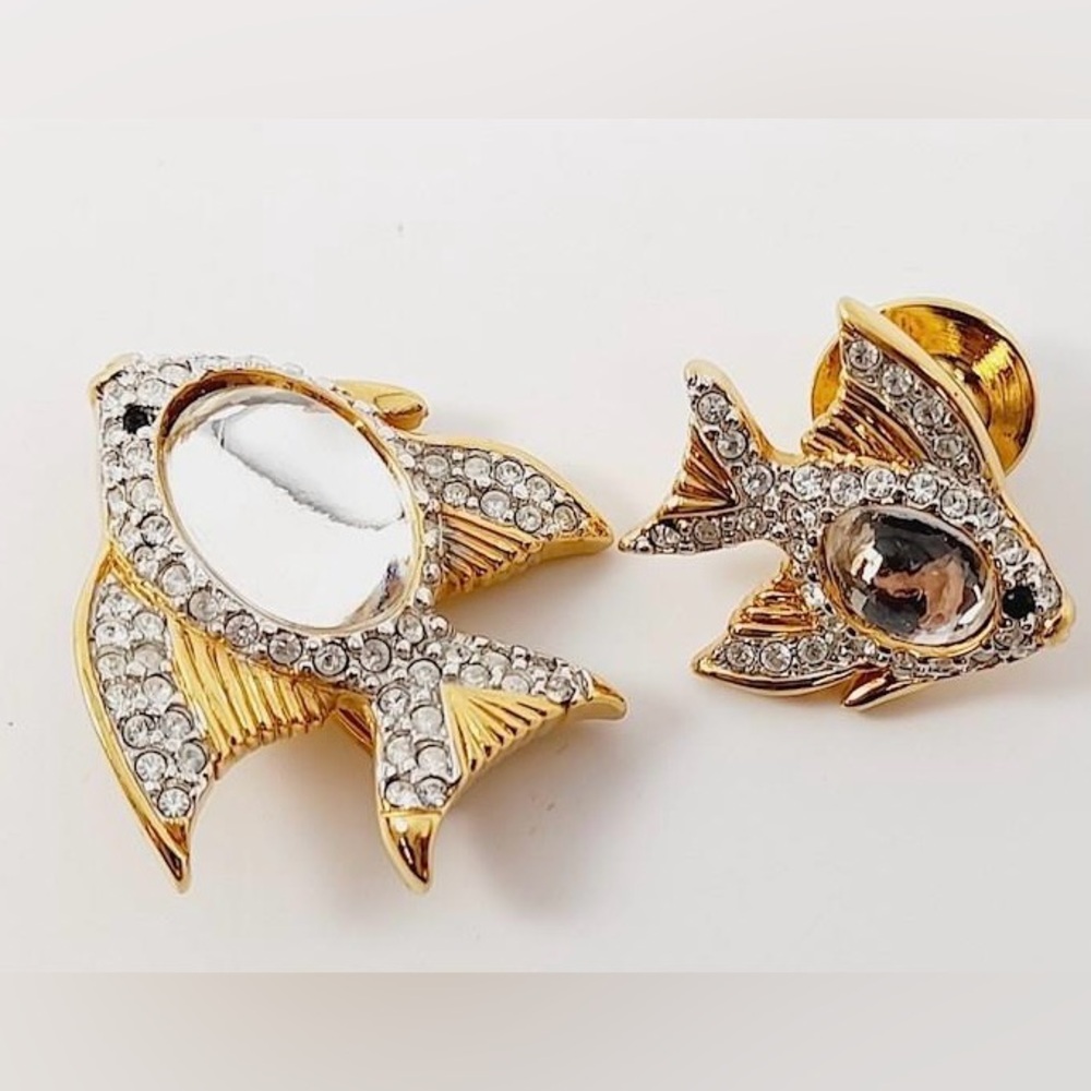 Swarovski Brooch/Pin Angel Goldfish Set